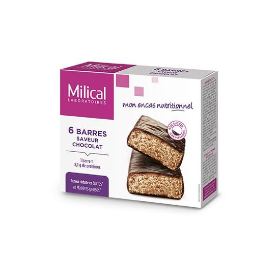 Milical Nutrition Barras adelgazantes de chocolate hiperprotegidas 6 uds
