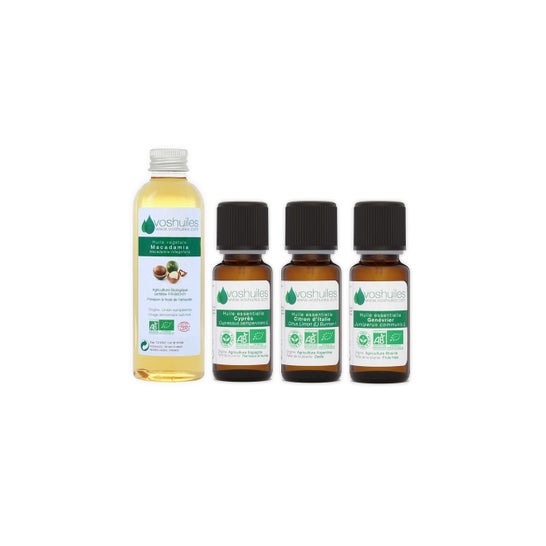 Voshuiles Kit Stop Celulitis Aceite Esencial BIO 3x10 ml + Vegetal BIO 100 ml