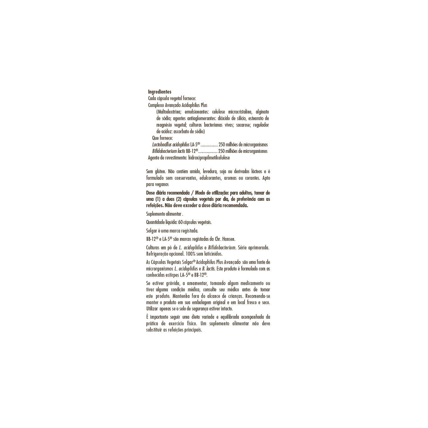 Solgar Advanced Acidophilus Plus 60vcaps
