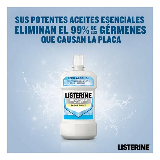 Listerine Enjuague Bucal Advanced White Sabor Suave 500ml