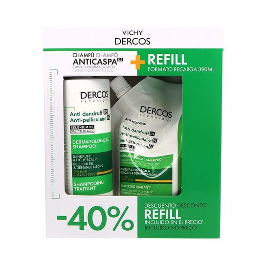 Vichy Dercos Technique Anticaspa DS Champú Cabello Seco 390 ml + Eco-Recarga 390 ml
