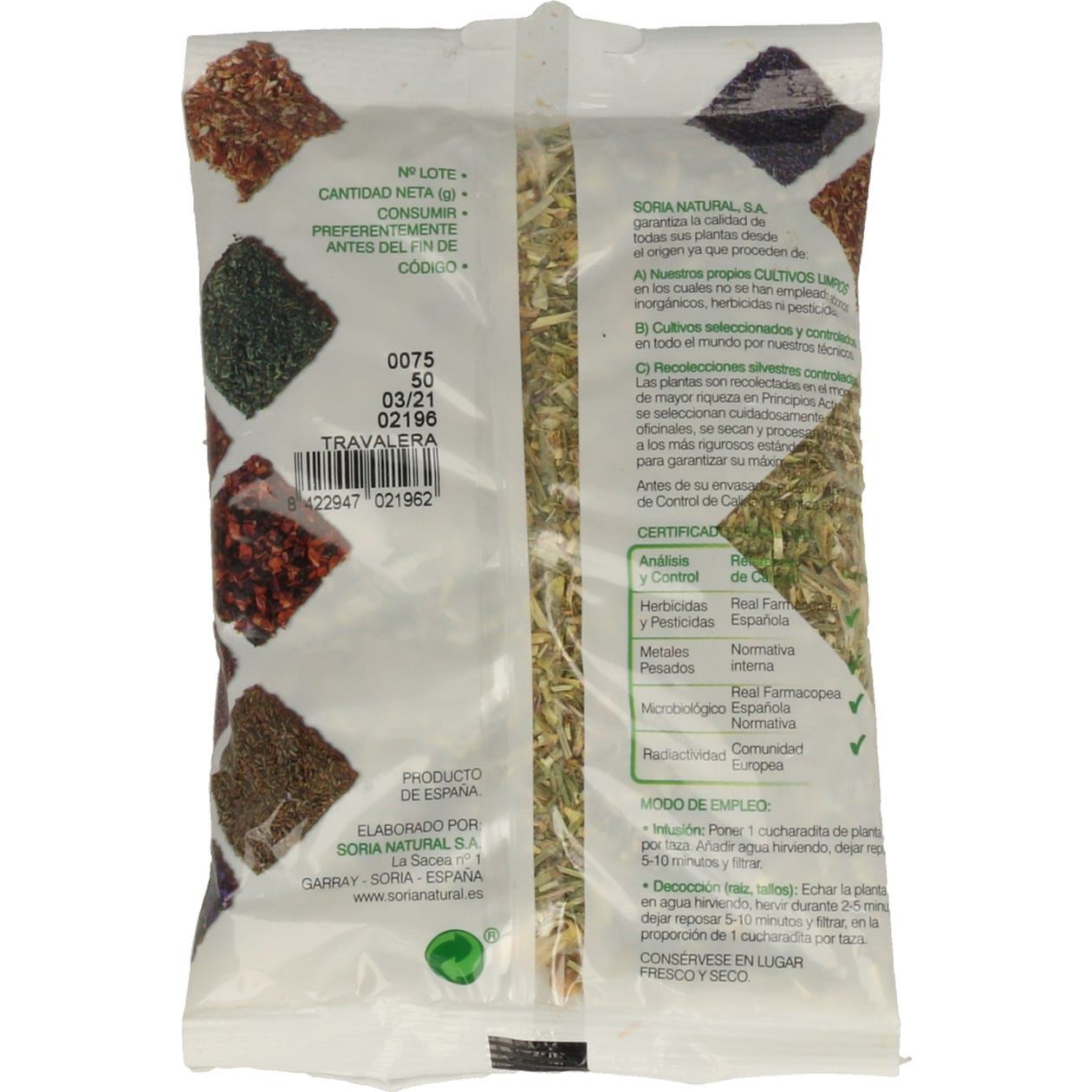 Soria Natural Bolsa Travalera 50 G