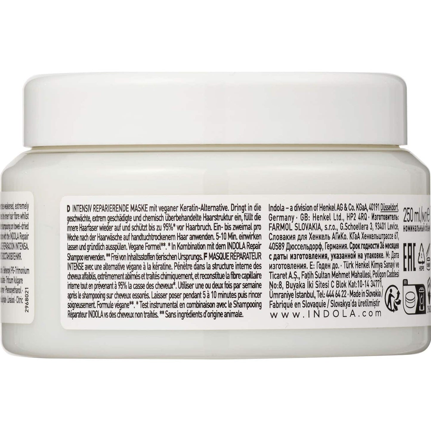 Indola Mascarilla reparación intensa para cabello dañado 250ml