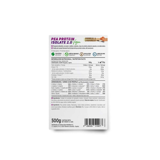HSN Proteína de Guisante Aislada 2.0 Vainilla y Caramelo 500g