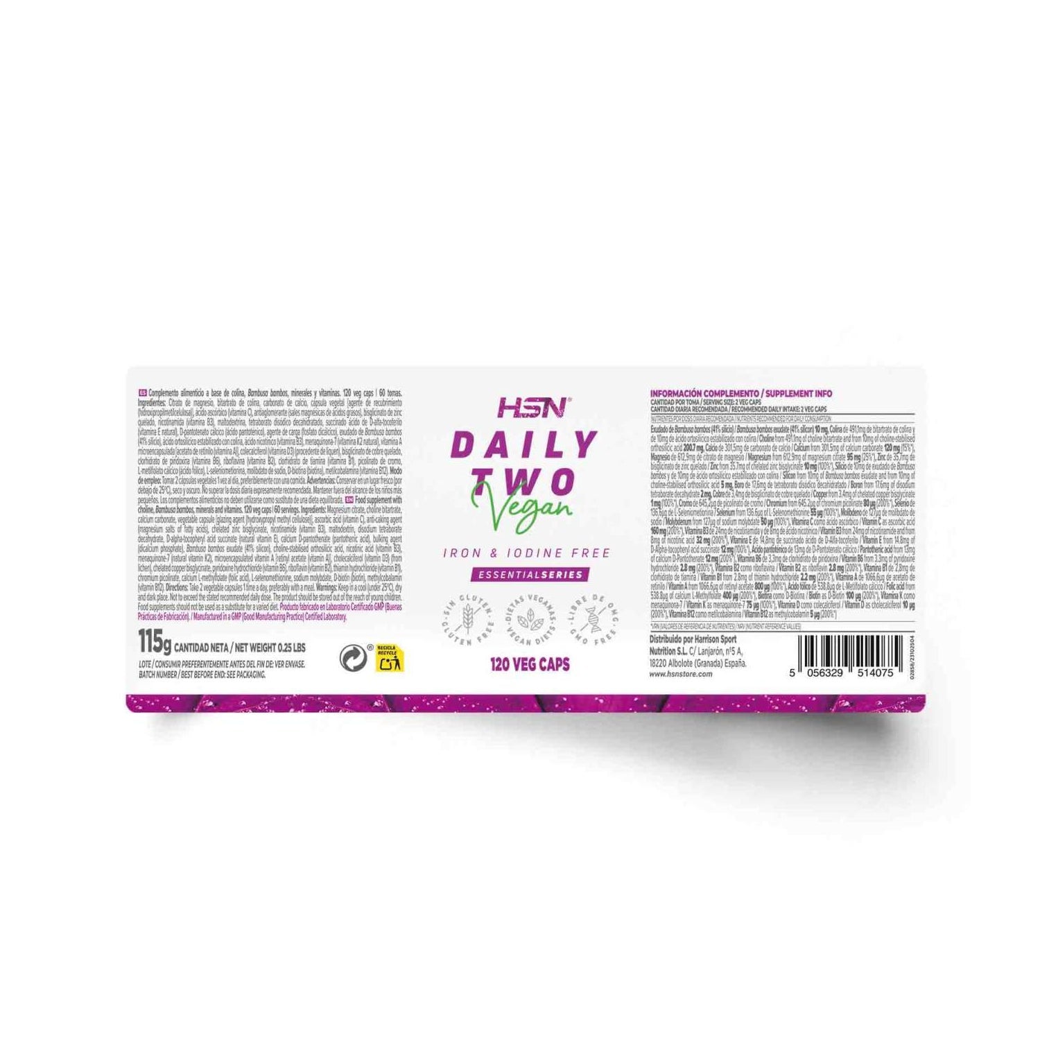 HSN Daily Two Multivitamínico Sin Hierro Ni Yodo 120vcaps