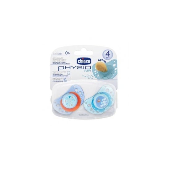 Chicco® Chupete Physio Air Tetina Látex Azul 4 Meses + 2 uds