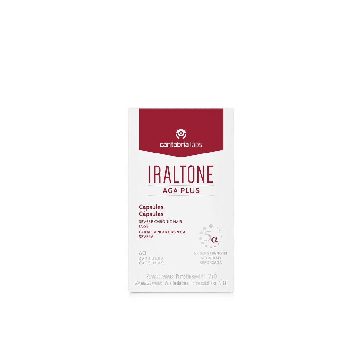Iraltone AGA Plus 60 cápsulas complemento para caída capilar crónica y cabello debilitado