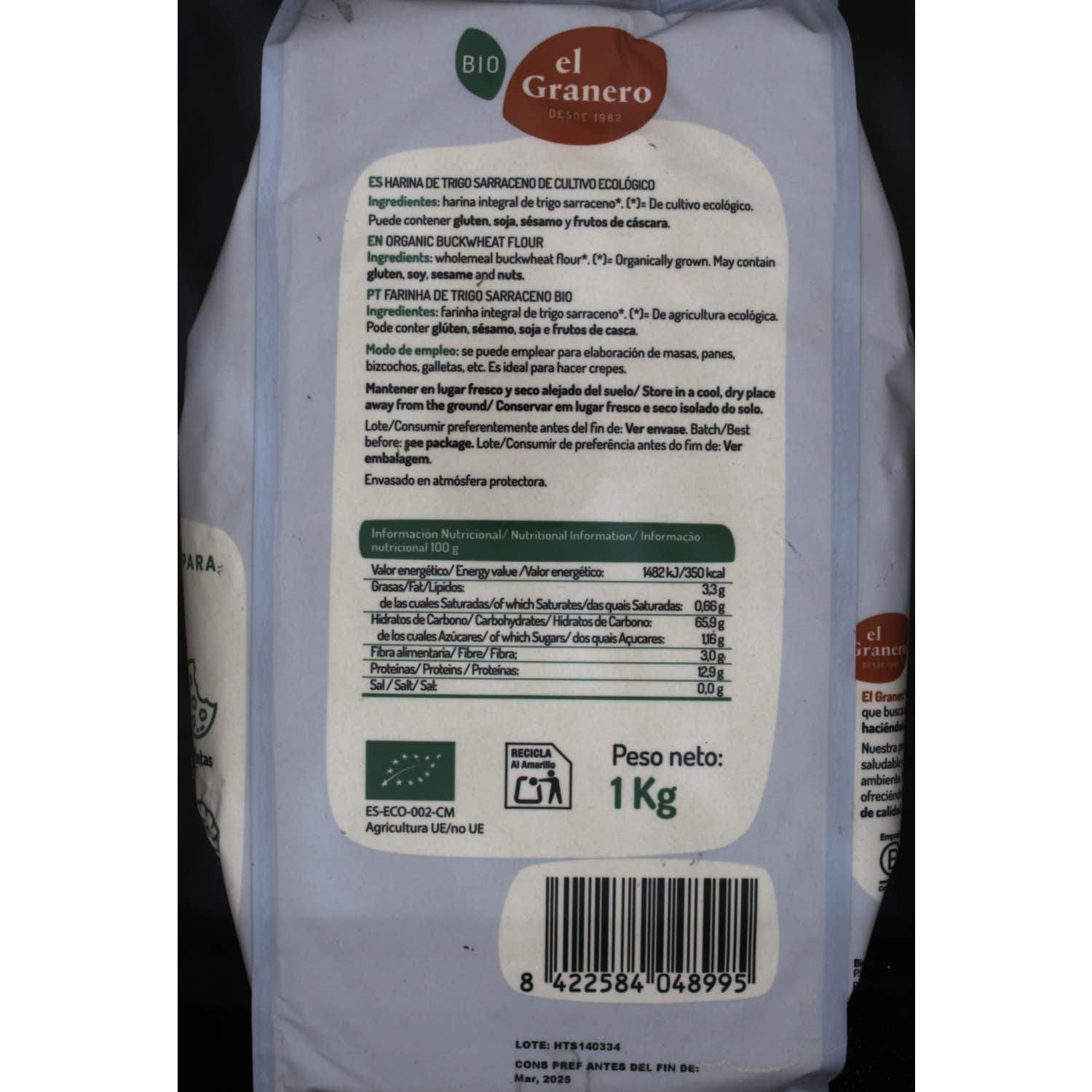 El Granero Integral Harina Trigo Sarraceno 1kg