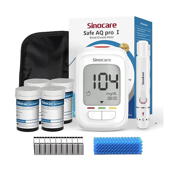 Sinocare Safe Aq Pro I Kit Glucómetro + 100 Tiras + Punción