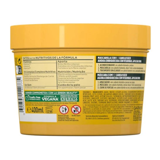 Garnier Mascarilla Ultra Nutritiva Fructis Hair Food Banana 390ml