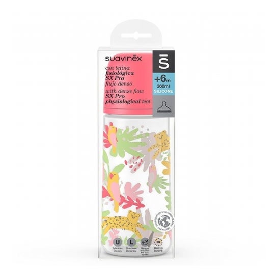 Suavinex Biberón Prints Fisiológico Sx Pro Silicona Denso +6M 360ml 1ud