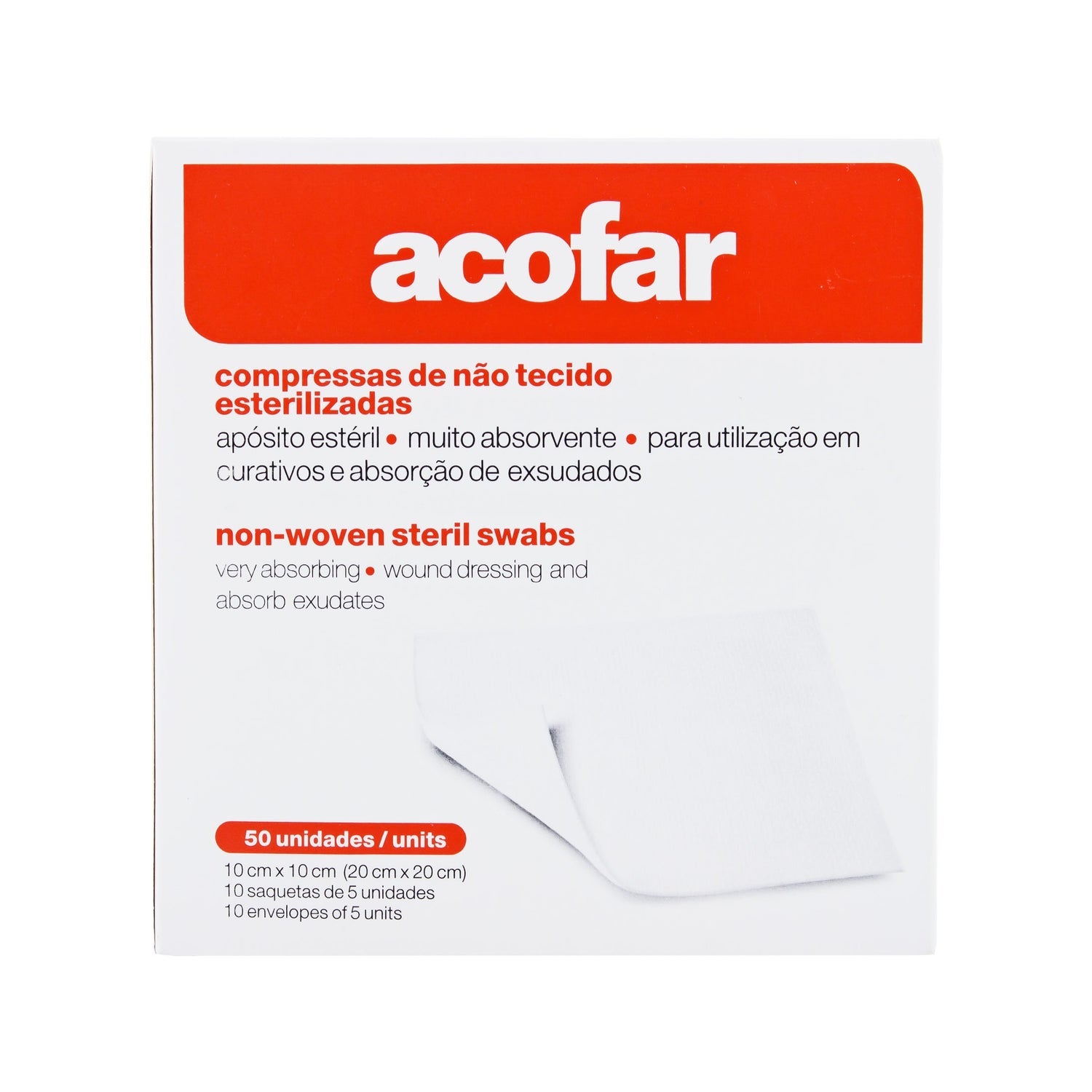Acofar Compresas Estériles de Tejido sin Tejer 10x10cm 50uds