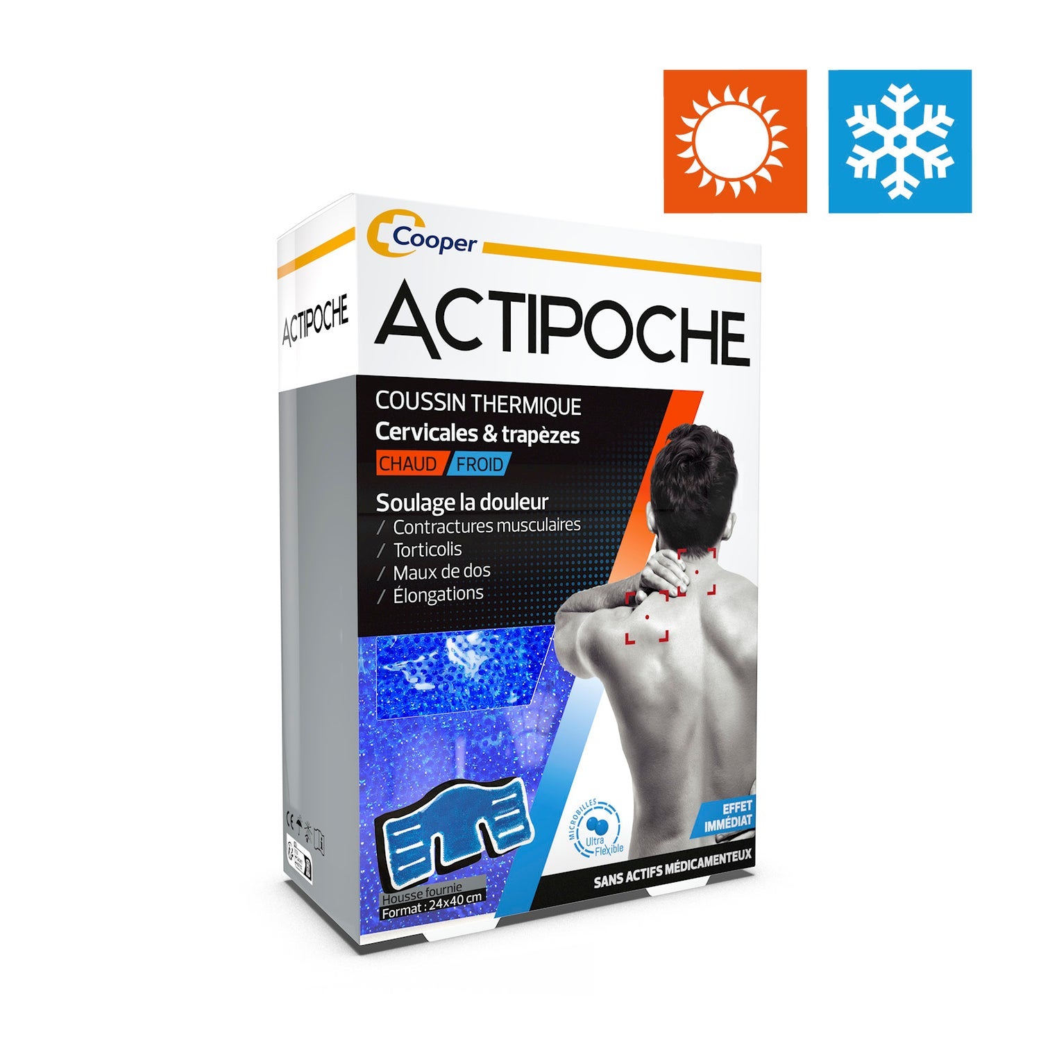 Actipoche Cojín Térmico Cervicales y Trapecios con Microperlas Frío/Caliente 24x40cm