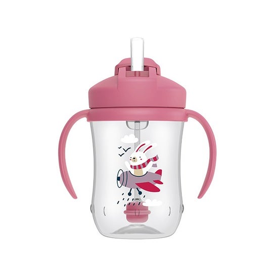Dr Brown's Mi Primer Vaso con Pajita Conejito Rosa +6m 270ml
