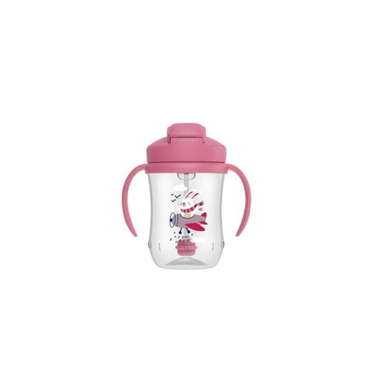 Dr Brown's Mi Primer Vaso con Pajita Conejito Rosa +6m 270ml