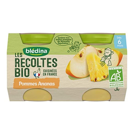 Blédina Compotas ecológicas de manzana y piña a partir de 6 meses 130gx2