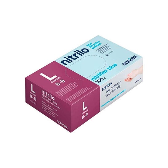 Santex Guantes Nitrilo Sin Polvo Azul T-L 100 uds