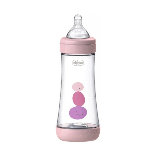 Chicco Perfect 5 Biberón Tetina de Silicona Rosa 4 M+ 300 ml