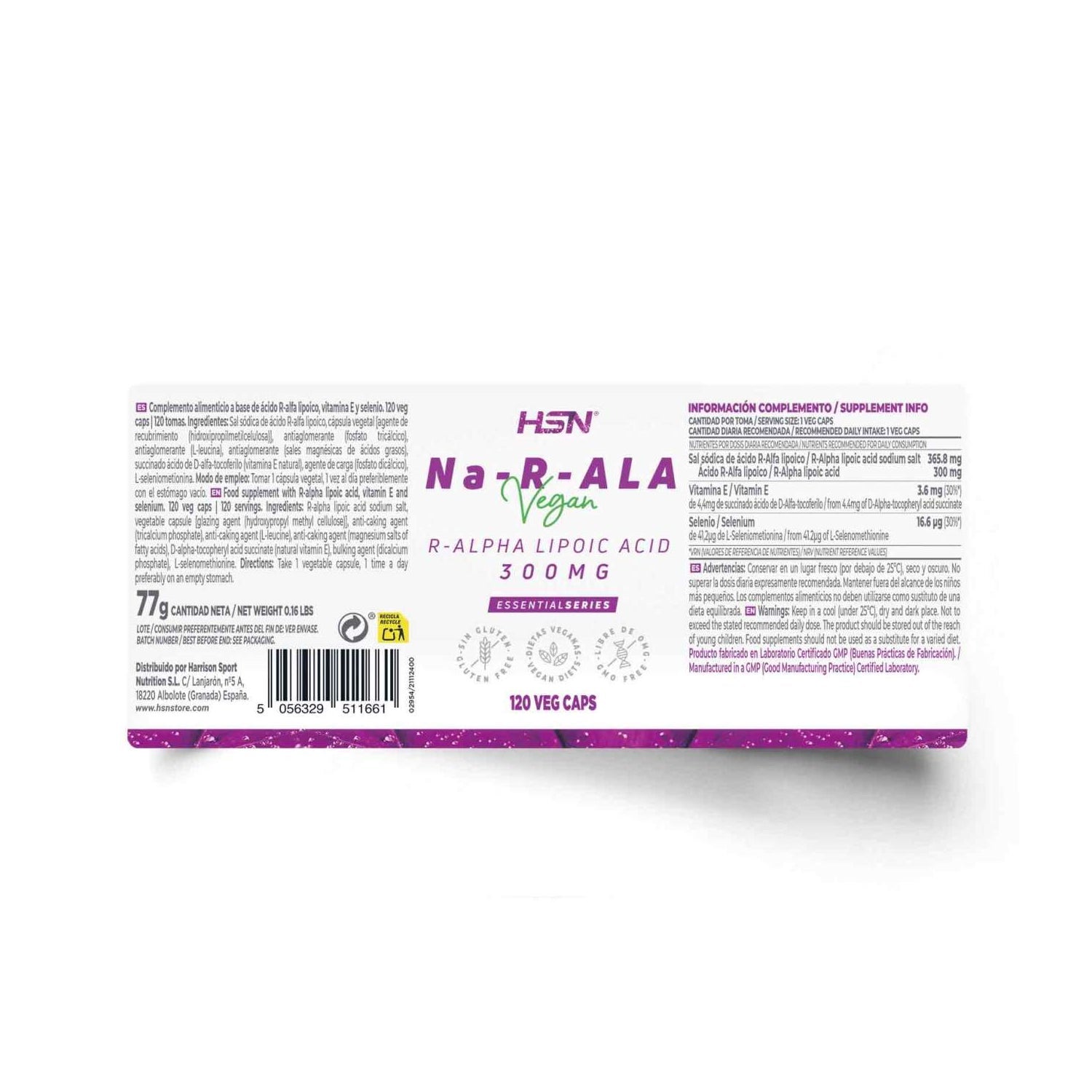 HSN Ácido R-Alfa Lipoico 300mg 120vcaps