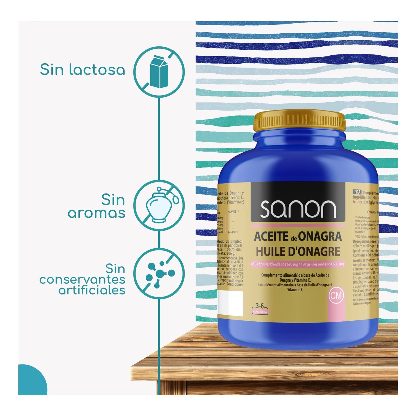 Sanon Aceite de Onagra 450 cápsulas blandas