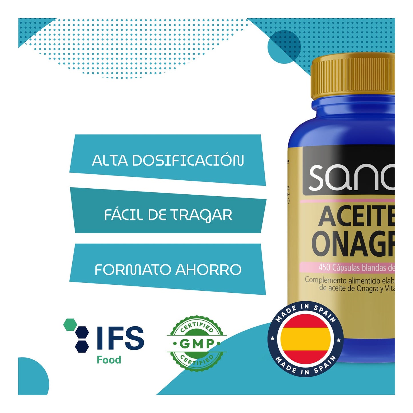 Sanon Aceite de Onagra 450 cápsulas blandas