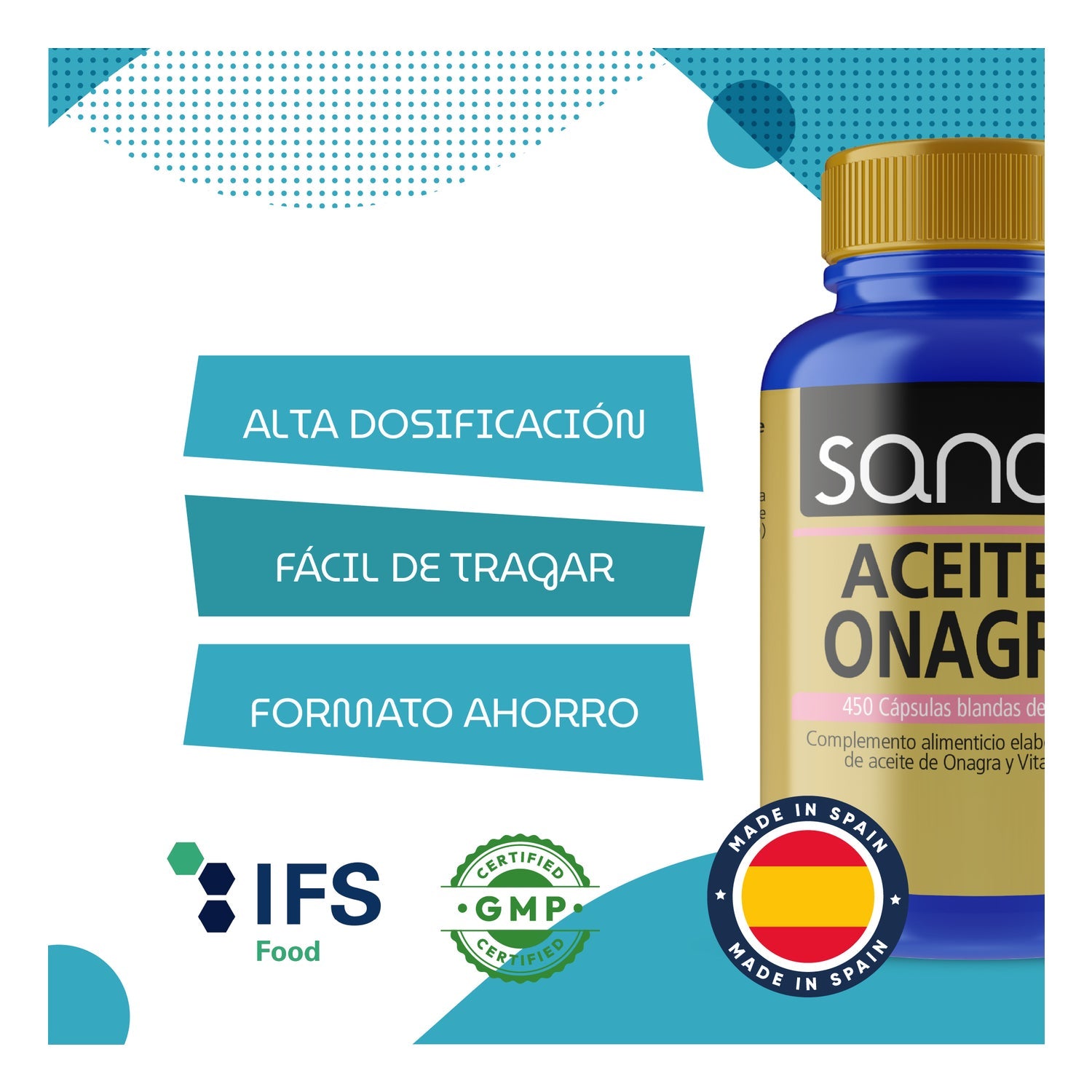 Sanon Aceite de Onagra 450 cápsulas blandas