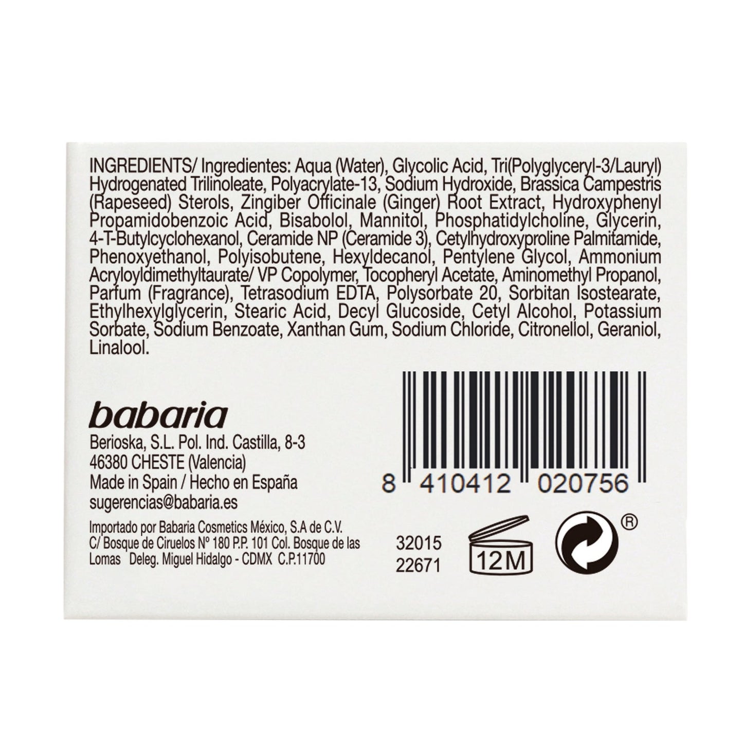 Babaria Crema Renovación Celular Ácido Glicólico 50ml