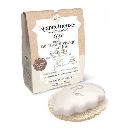 Respectueuse Kit Limpiador Facial Sólido Calmante + Porta Jabón