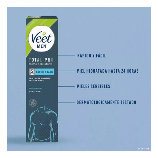 Veet Men Total Pro Crema Depilatoria Piel Sensible 200ml