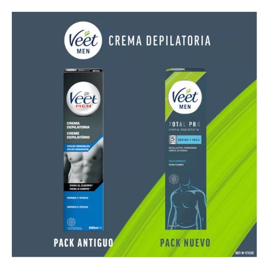 Veet Men Total Pro Crema Depilatoria Piel Sensible 200ml