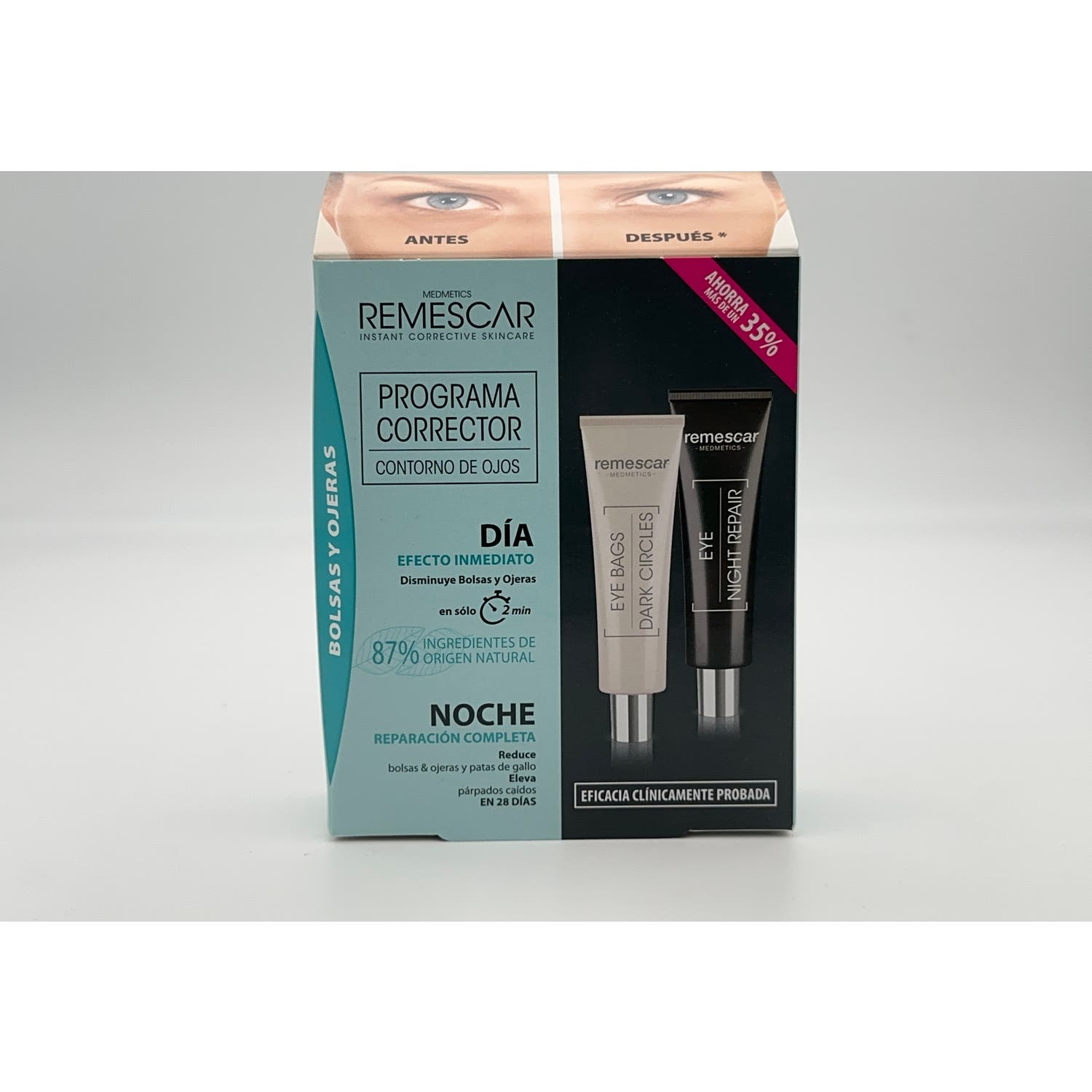 Remescar Programa Corrector Bolsas y Ojeras+Reparador Noche 2x8ml
