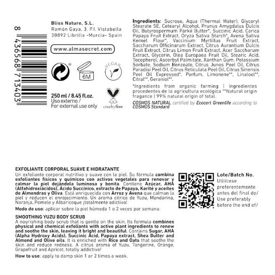 Alma Secret Smooothing Yuzu Exfoliante Corporal 250 ml