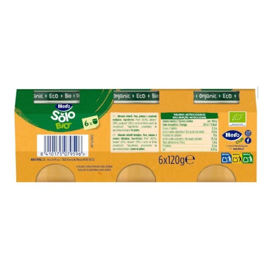 Hero Baby Solo Pera Platano y Zanahoria 120 g