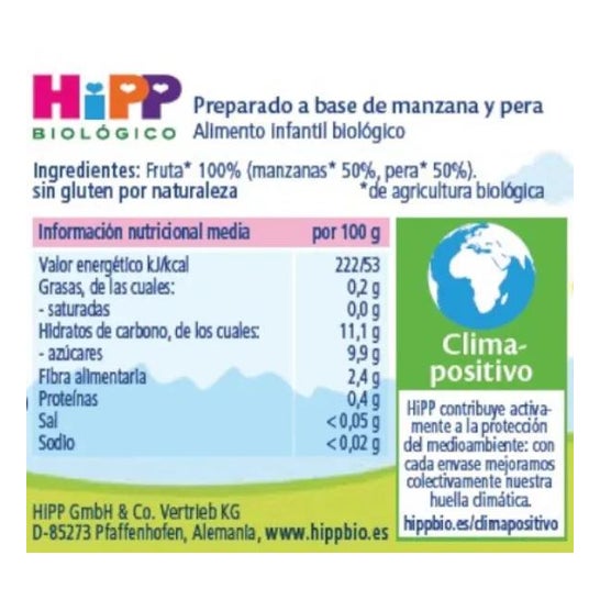 Hipp Tarro Manzana y Pera +4 Meses 125g