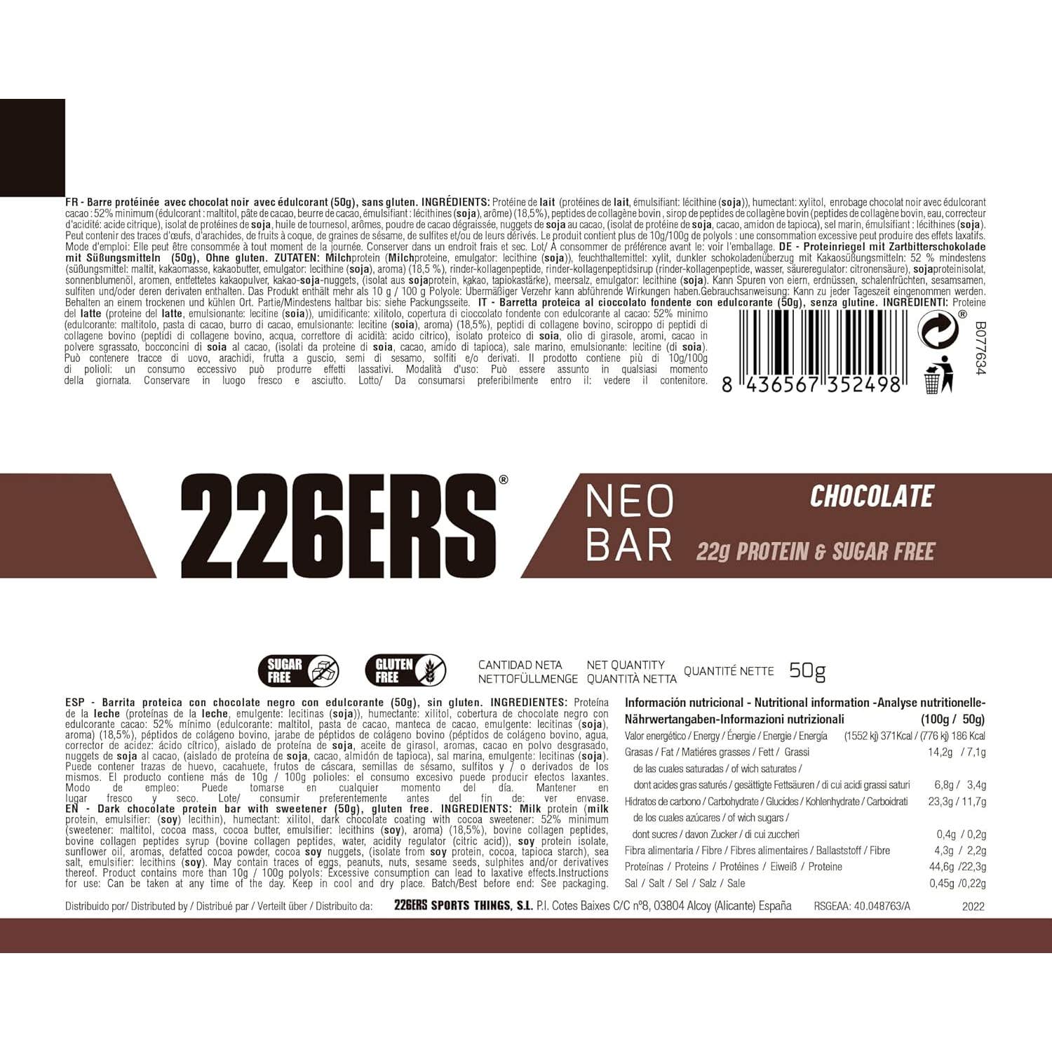 226Ers Neo Bar Protein Chocolate 50 g