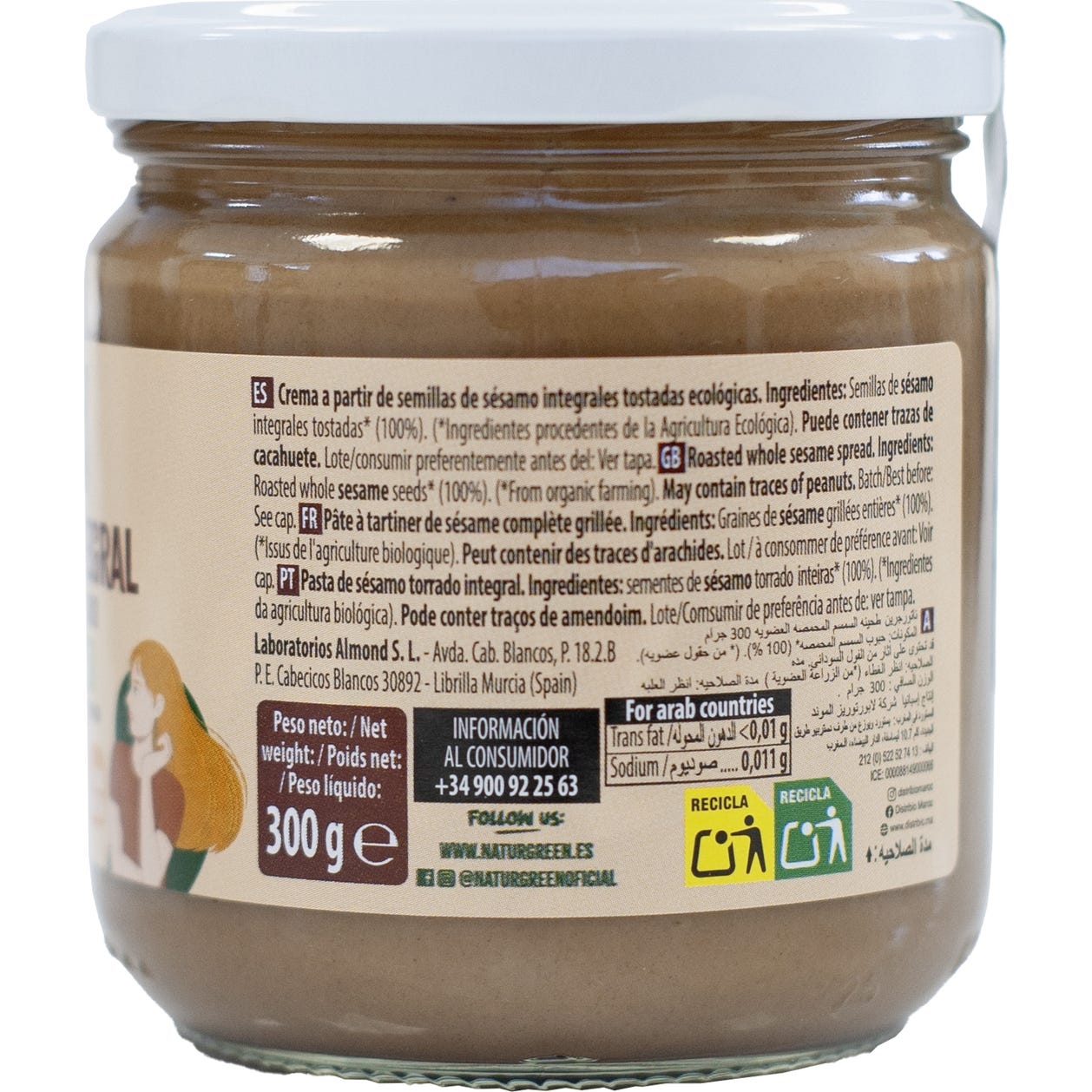 Naturgreen Tahín Ecológico De Sésamo Tostado 300 G