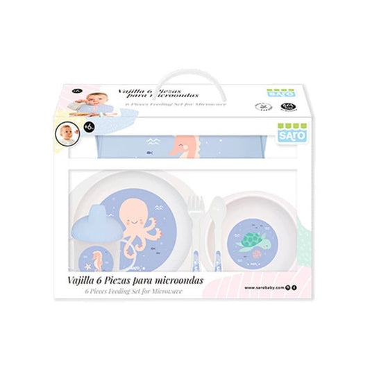 Saro Baby Ocean Life Kit Cubiertos de Microondas