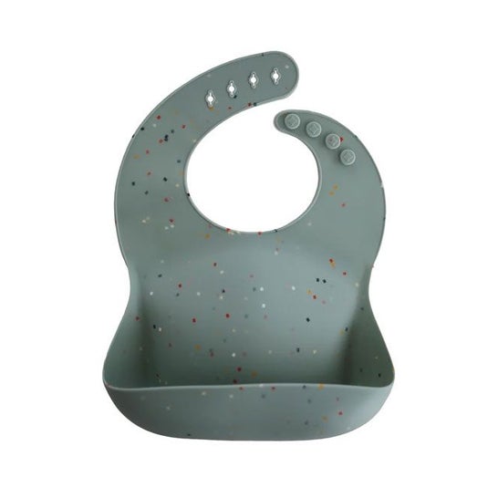 Mushie Babero Silicona Print Cambridge Blue Confetti 1ud