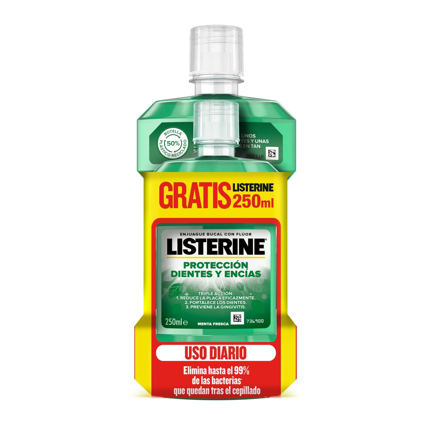 Listerine Enjuague Bucal Protección Dientes y Encías Menta 500+250ml