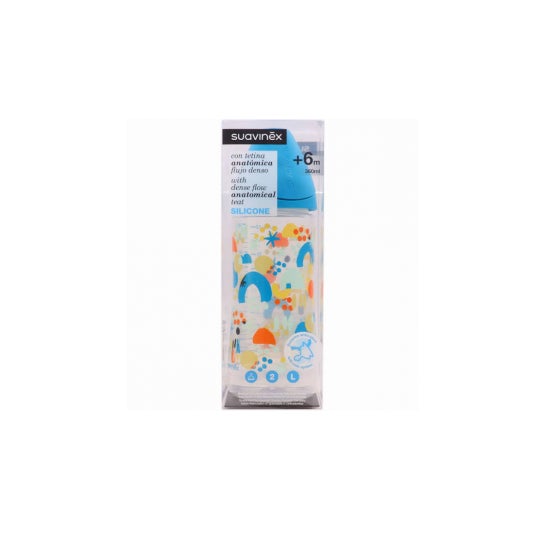 Suavinex Biberón Prêt-à-Porter Anatómico Silicona T2L Denso +6m 360 ml 1 ud