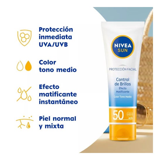 Nivea Sun Crema Solar Facial Control Brillos SPF50 40ml