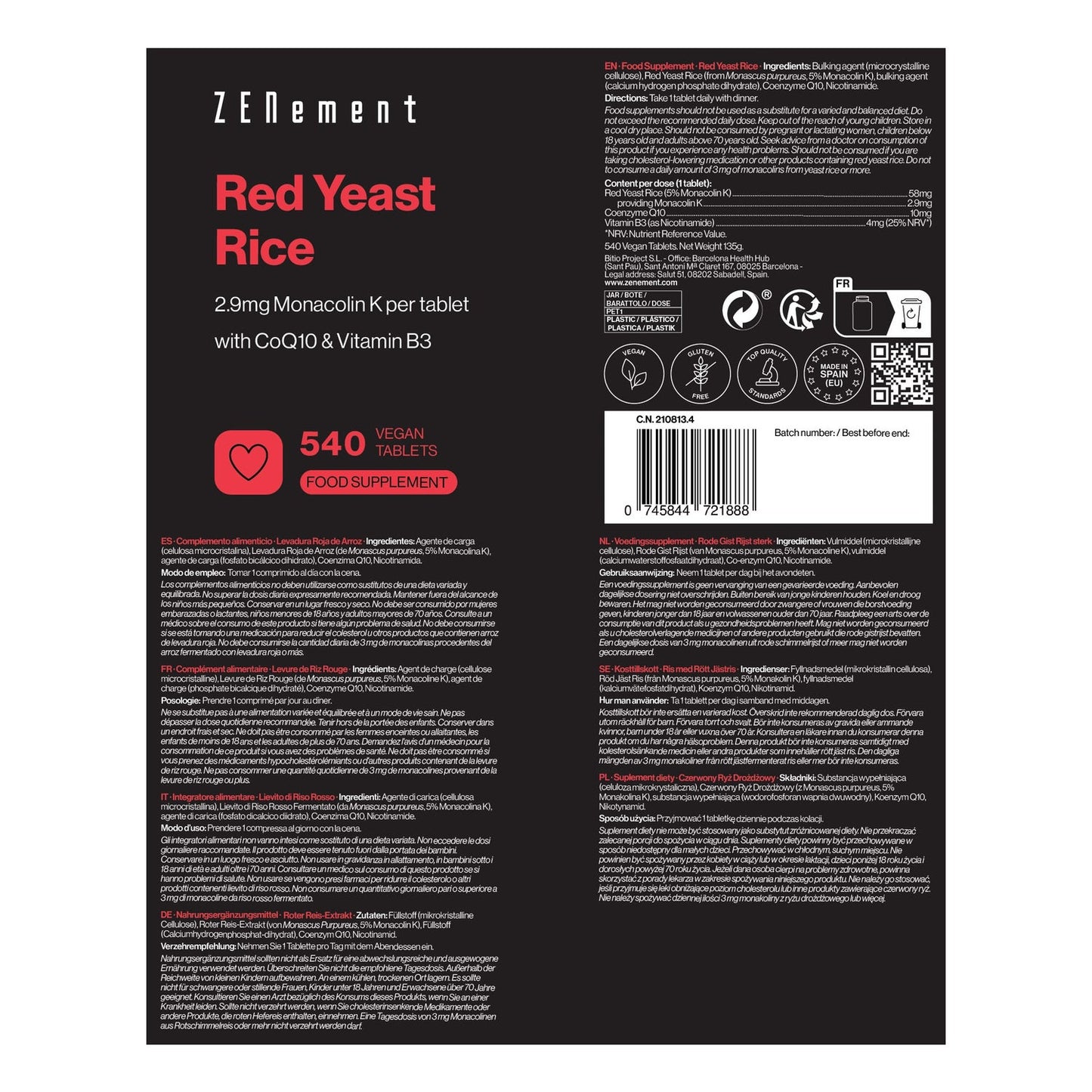 Zenement Levadura Roja Arroz 540 caps