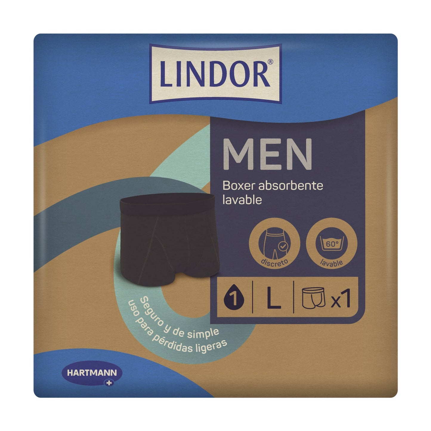 Lindor Men Boxer Absorbente Lavable Incontinencia TL 1ud
