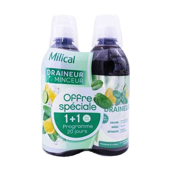 Milical Pack Drenante Adelgazante Ultra Menta Limón 2x500 ml