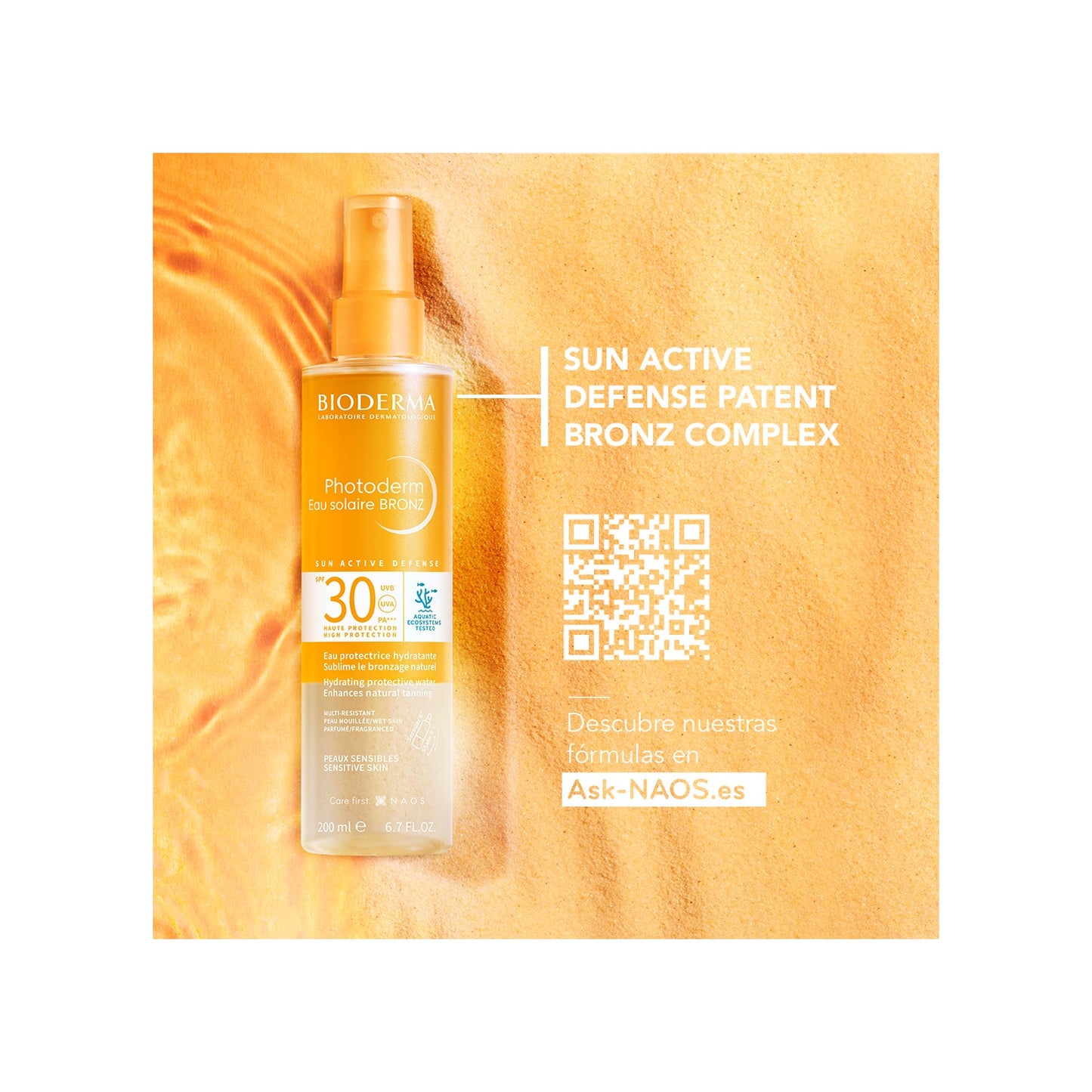Bioderma Photoderm Eau Solaire BRONZ SPF30 Spray 200ml