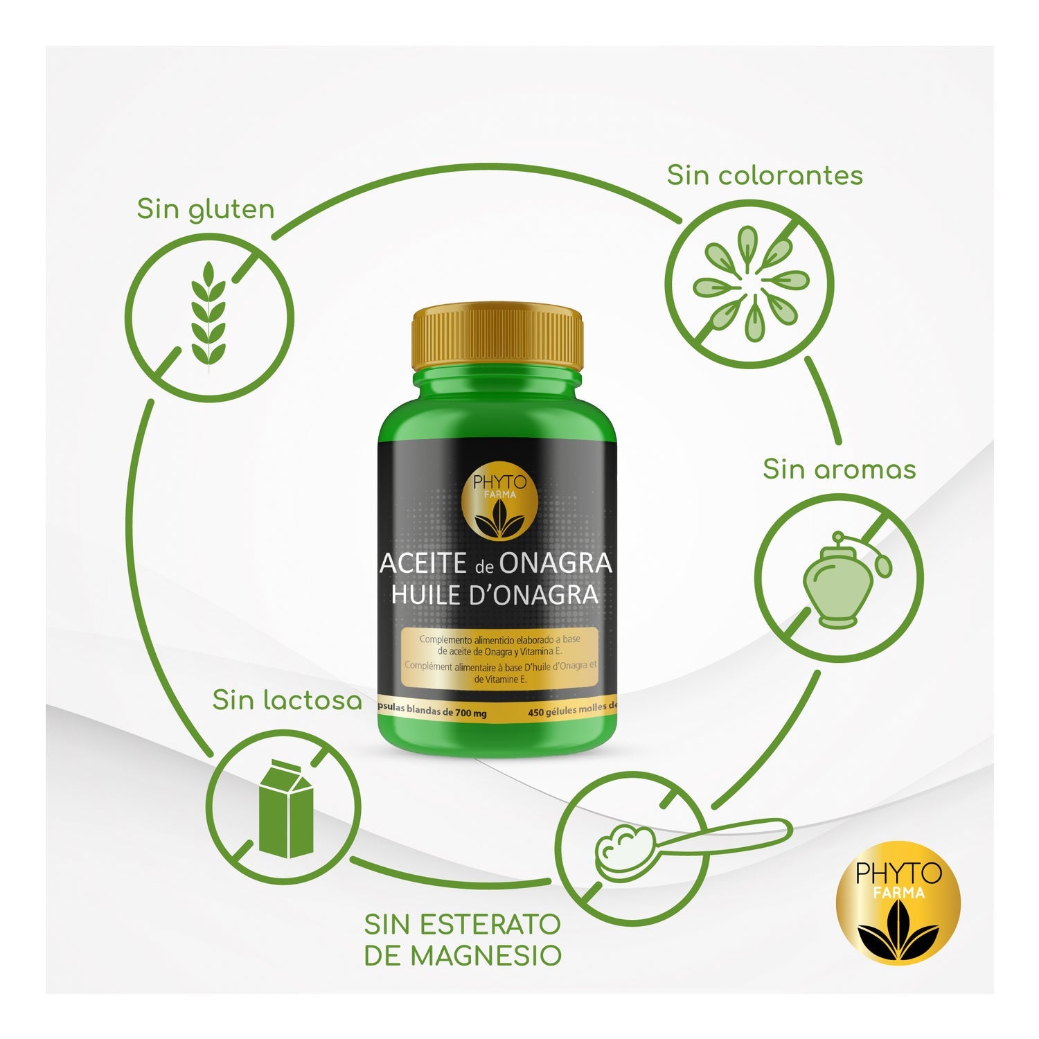 Phytofarma Aceite de Onagra 450 cápsulas blandas