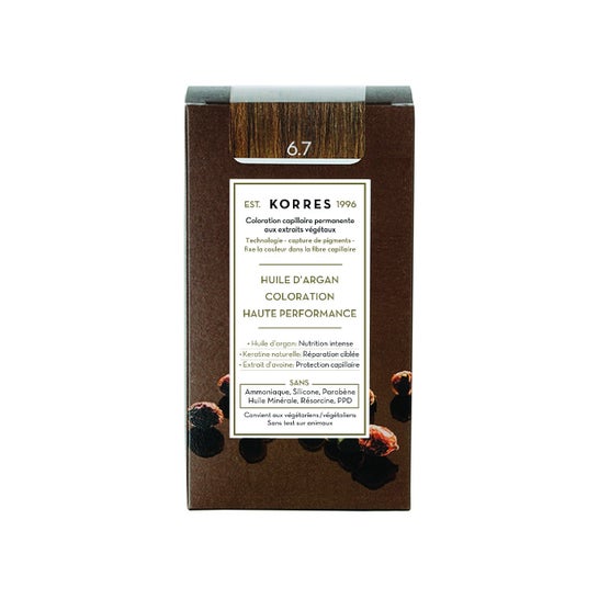 Korres Huile d'Argan Coloration 6.7 Blond Foncé Marron 50 ml