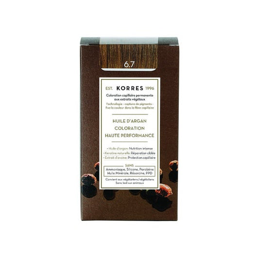 Korres Huile d'Argan Coloration 6.7 Blond Foncé Marron 50 ml