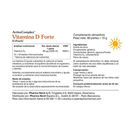 Activecomplex Vitamina D 3200Ui 80 Perlas