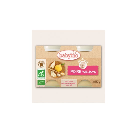 Babybio Organic Pear Jars en 4 meses 2x130g